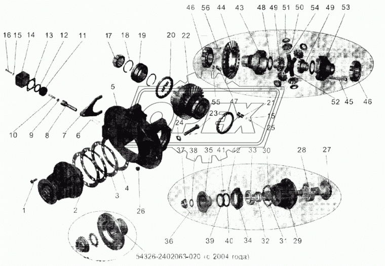 5434-2302084 Прокладка С/Ф; регулир. (сталь) ф195х250х0,5; 8отв.ф15/2отв.ф11 регулировоч. МАЗ
